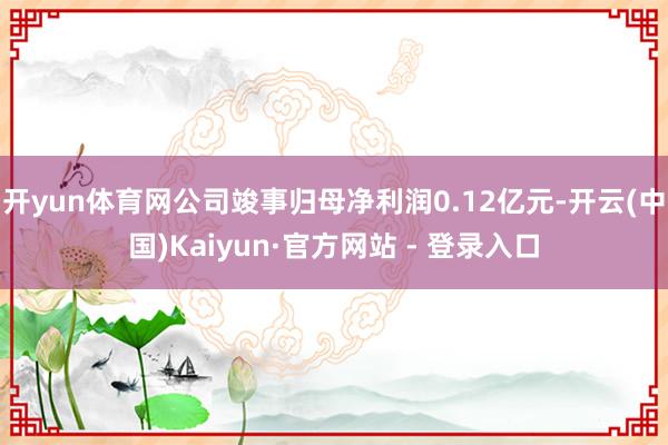 开yun体育网公司竣事归母净利润0.12亿元-开云(中国)Kaiyun·官方网站 - 登录入口